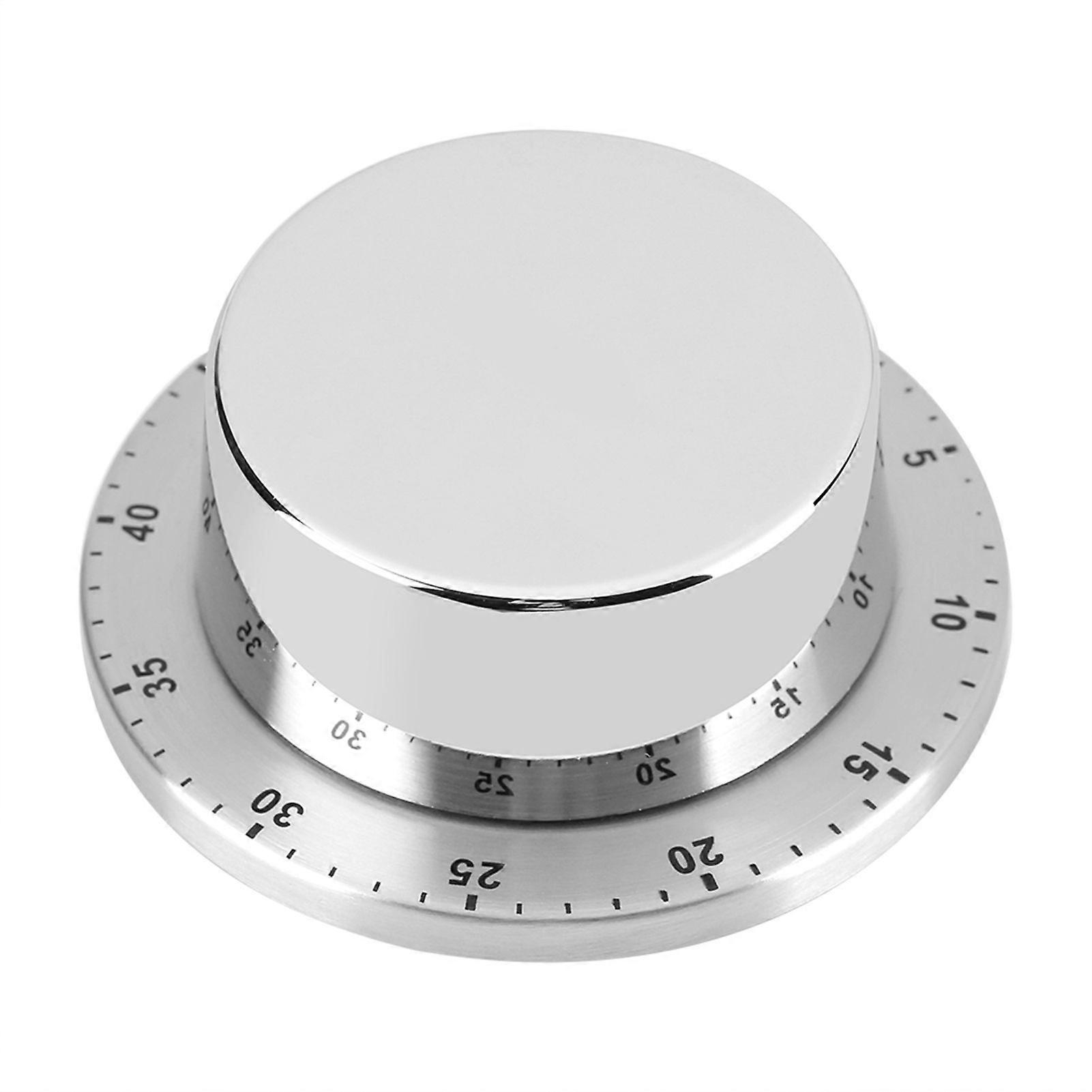 Manual Mechanical Kitchen Timer with Magnetic Base Countdown Cooking Baking Timing Tool Silver