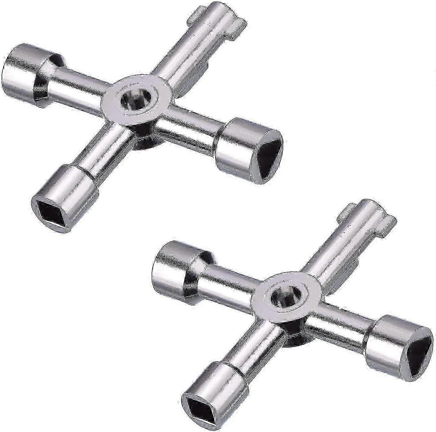 Silver 2 Pack 4-Way Keys Compatible with Electric Cabinet Gas Meter Multi-Application