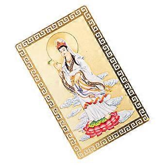 Protezione dell'amuleto cinese Fengshui Kwan Yin Guanyin Carta d'oro di buon auspicio