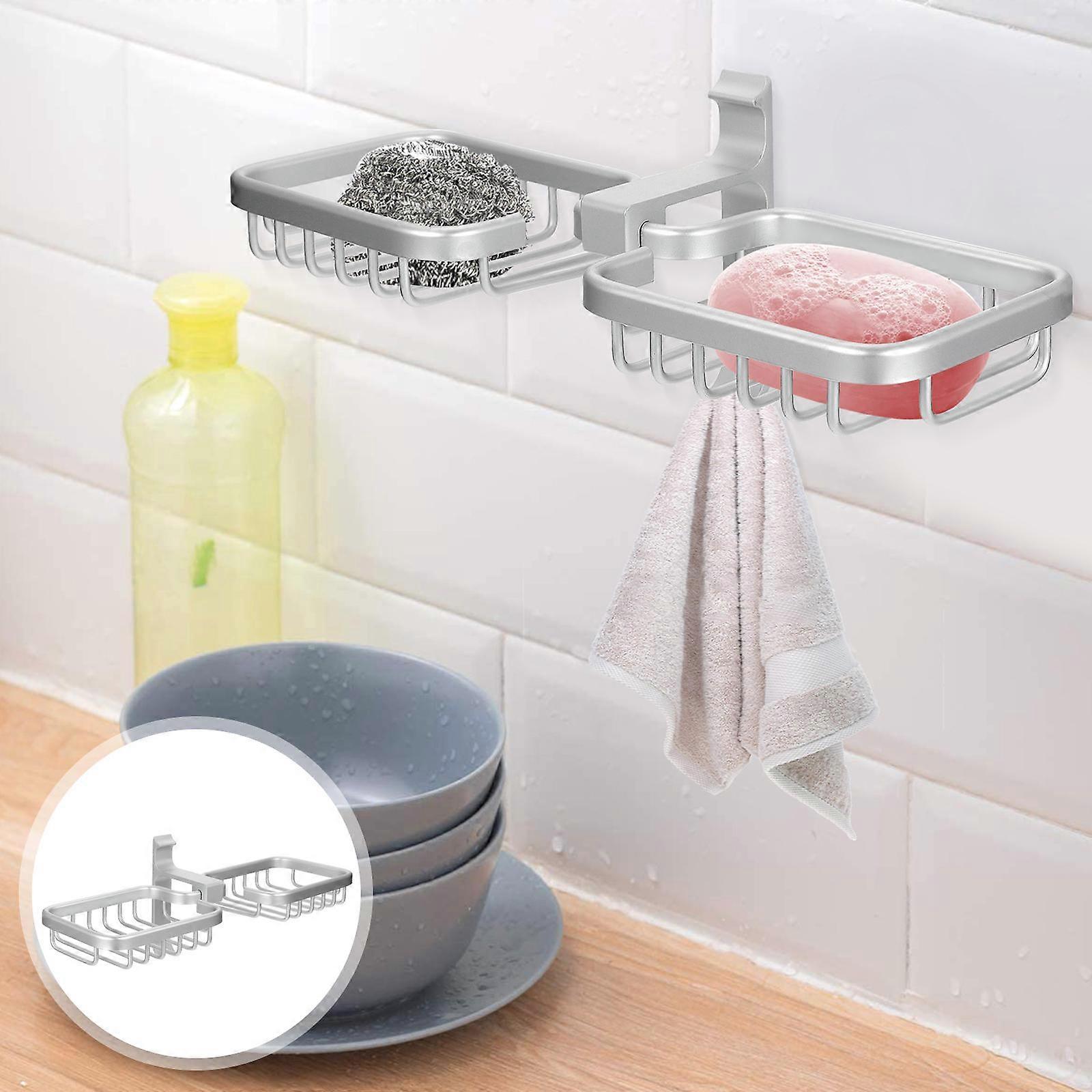 Silver Soap Storage Rack for Storage 1Pcs Removable Drain Bracket with Glue