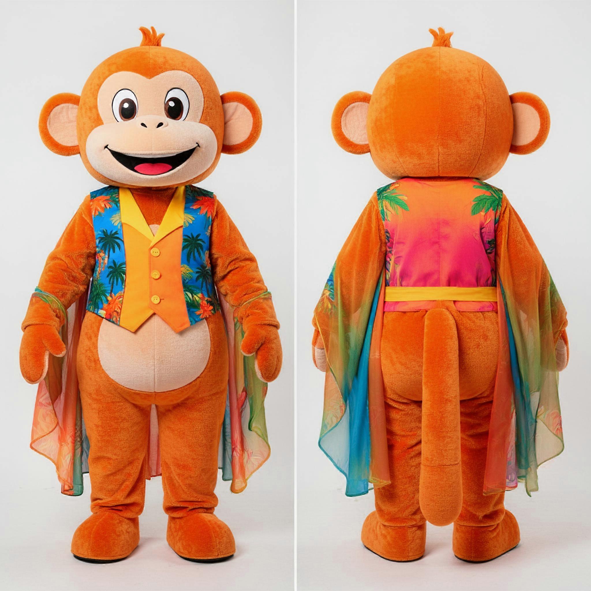 MASTICOT Bright Orange Cartoon Monkey Mascot