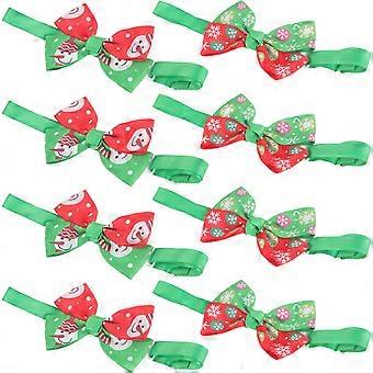 Verstellbares Haustierhalsband, Weihnachts-Katzenhalsband zur Dekoration, 8-teiliges Stoffhalsband-Set