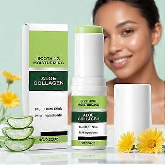 Aloe Collagen Soothing Balm Stick, Replenish Facial Moisture, Improve Rough Flaky Skin, Create Silky Base For Even Makeup Application 9G