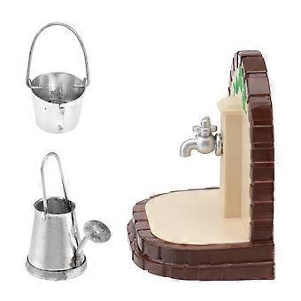 Mini-Haus-Wasserhahn-Modell zur Dekoration, 3-teiliges Gartendeko-Spielzeug