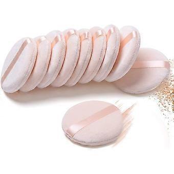 10 Piezas de Polvo de Algodón Puro Puff,Puff, para Base de Maquillaje en Polvo, Tamaño Normal, con Correa, Mezcla para Polvo Suelto Polvo Mineral Polvo Corporal, Rosa