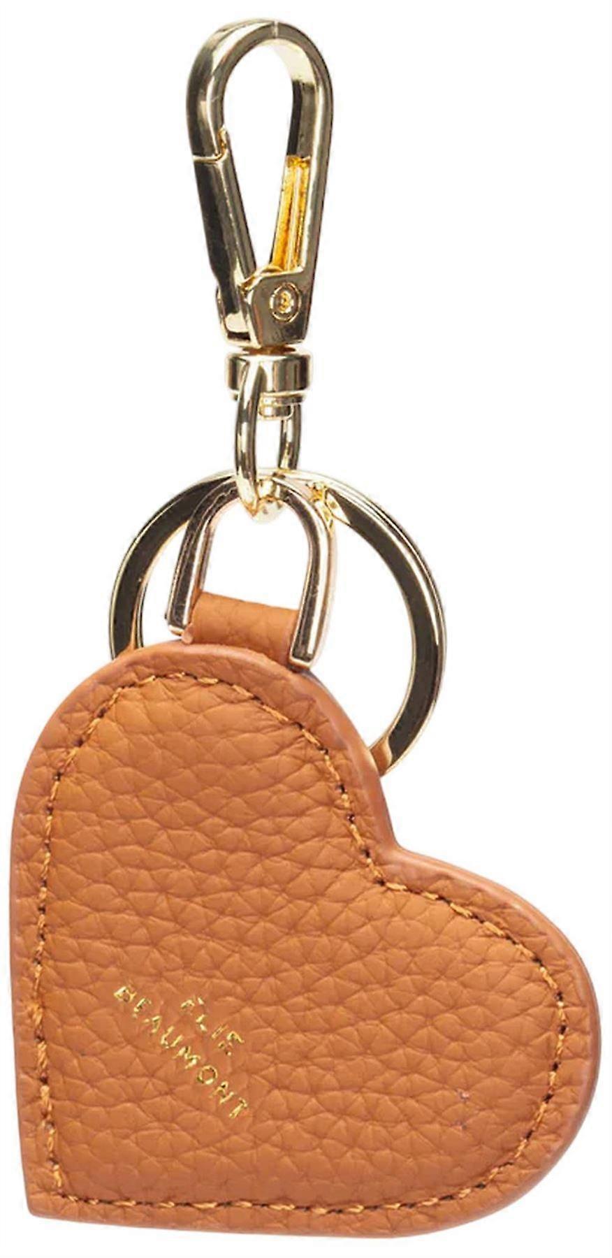 Elie Beaumont Heart Keyring - Tan