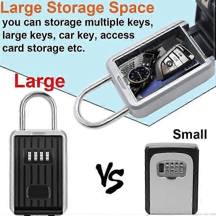 Secure Key Box Wall Mounted Key Box with 4 Digit Digital Code, Extra Large Lock Box Outdoor Key Safe