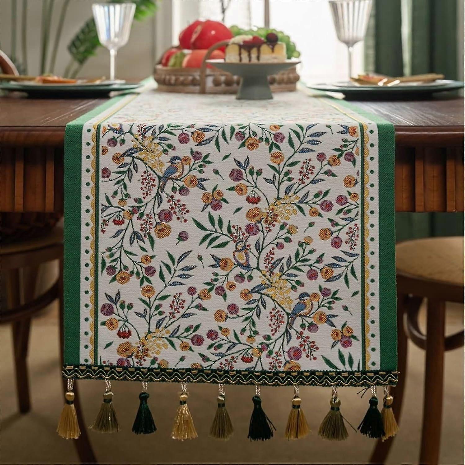 Multicolor Floral Table Runner, Polyester, 35x220cm