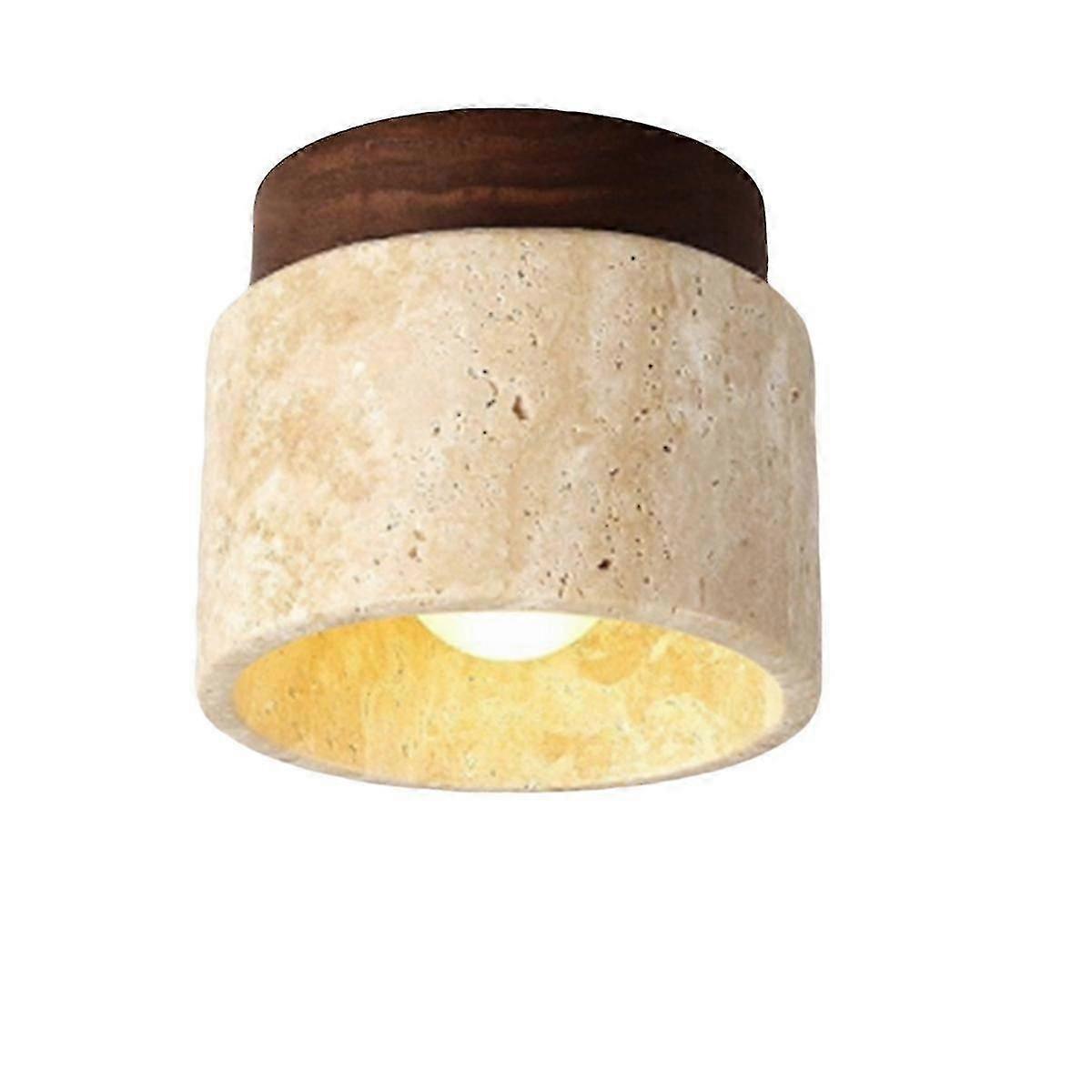 Wood & Travertine Dimmable Ceiling Lamp