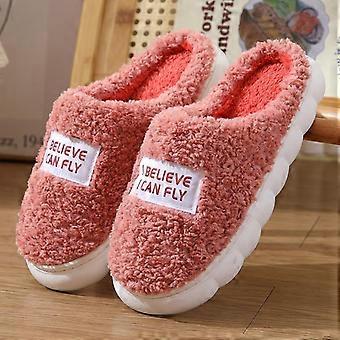 Nieuwe stijl platformslippers voor dames en heren. Damespantoffels. Winterslippers. Warme, pluizige slippers. Met bont gevoerde katoenen schoenen.