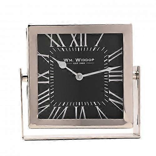 Wm.Widdop Silver Square Mantle Clock - 18cm