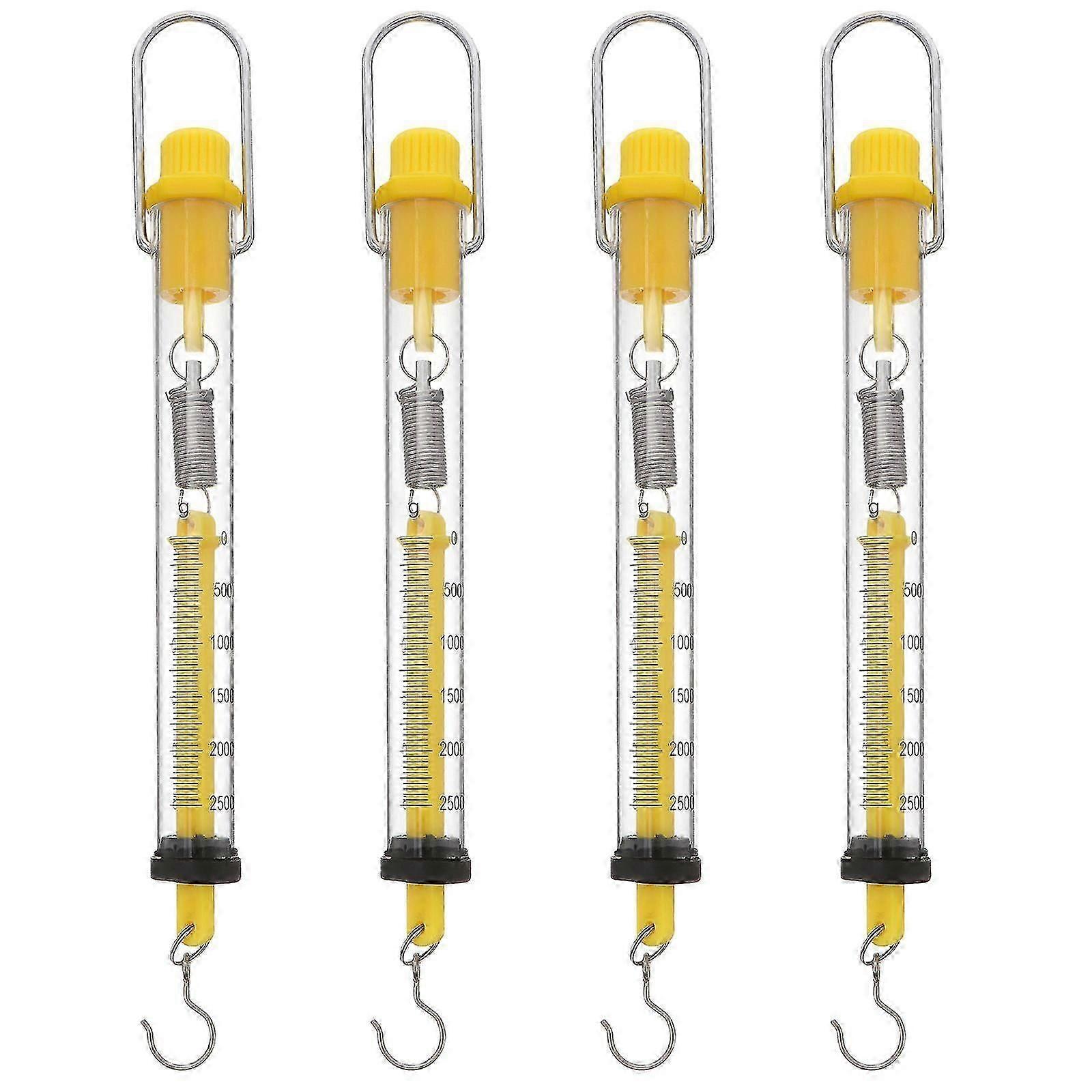4pcs Spring Scale Tubular Spring Scale Newton Force Meter Dynamometer Hook Scale