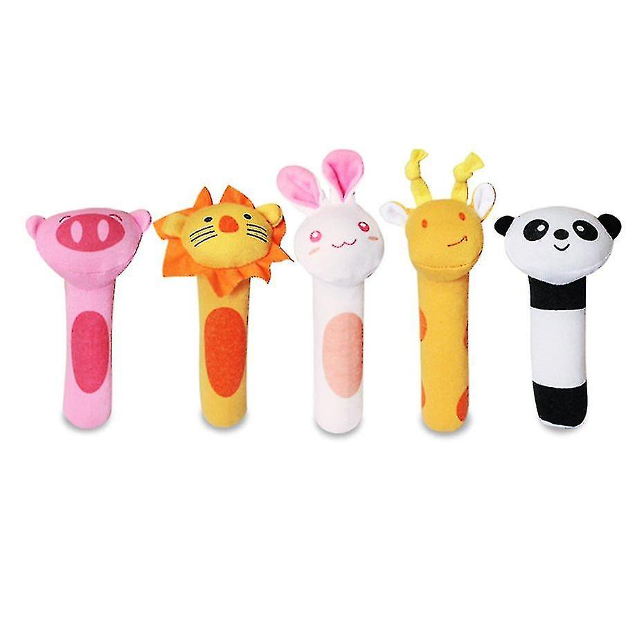 Stick Baby Toy Plush Hand Rattle Bb Stick Animal Bb Stick Hand Rattle5pcs-multic