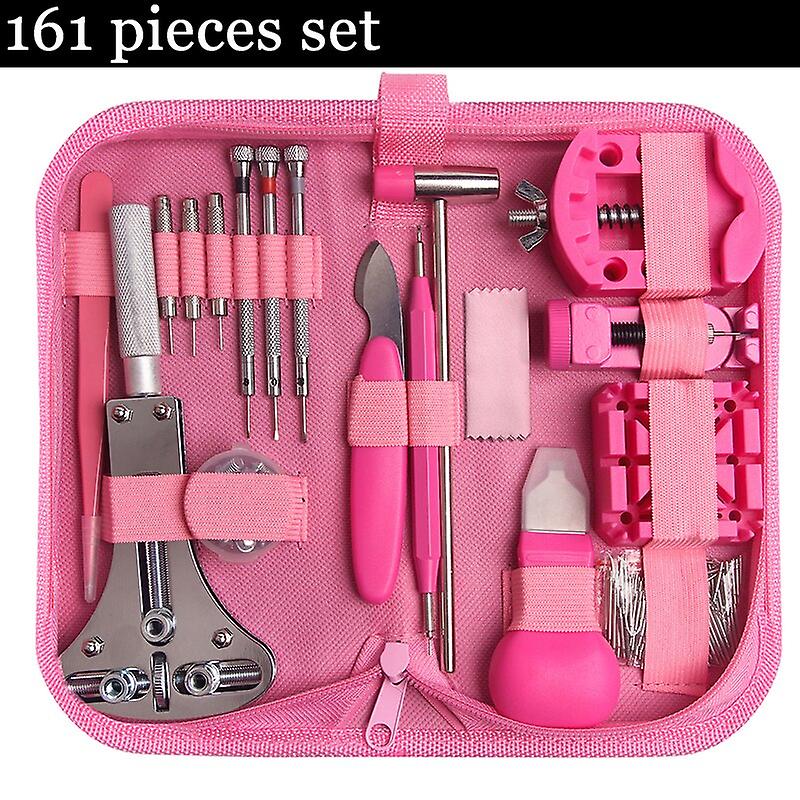 161pcs Watch Repair Tool Kit Watch Link Pin Remover Shell Opener Spring Bar Remover Watch Battery Replacement Strap Needle Set
