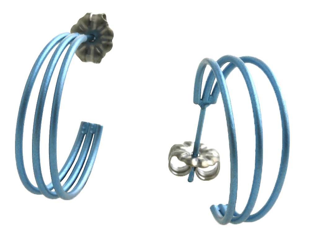 Ti2 Titanium Three Strand Hoop Earrings - Sky Blue