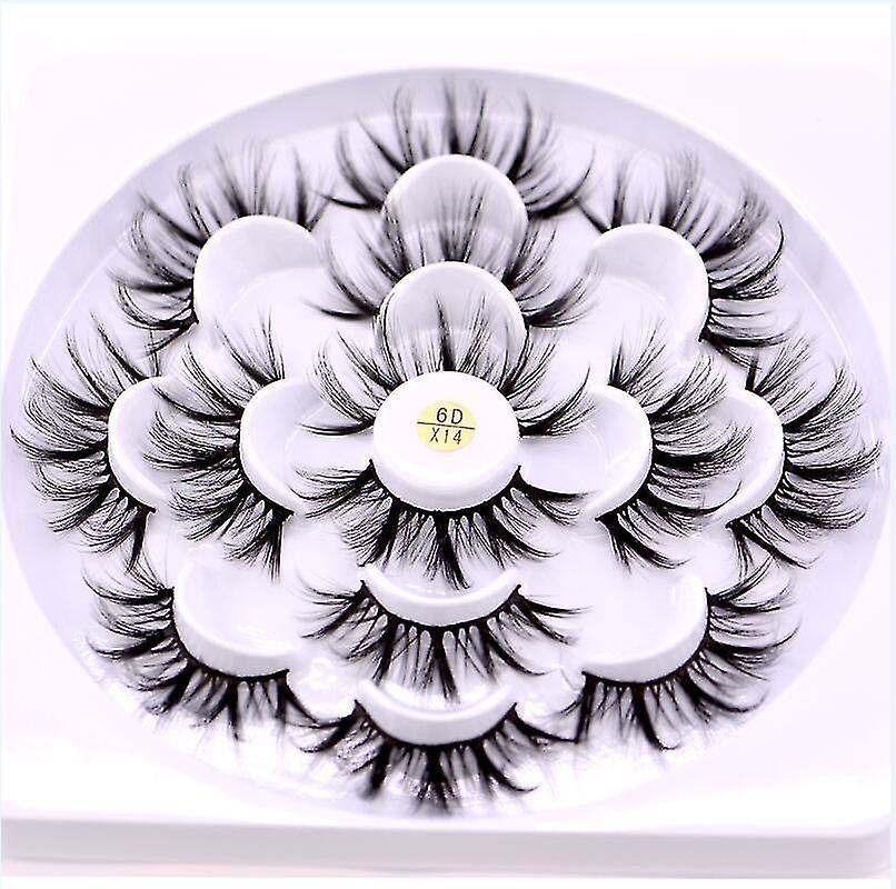 X14 7 Pairs Of Natural 3d Mink Eyelashes Extension