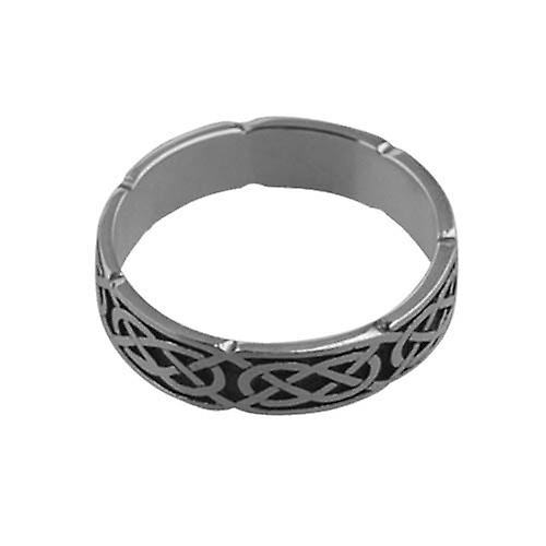 Silver oxidized 4mm Celtic Wedding Ring Size Q