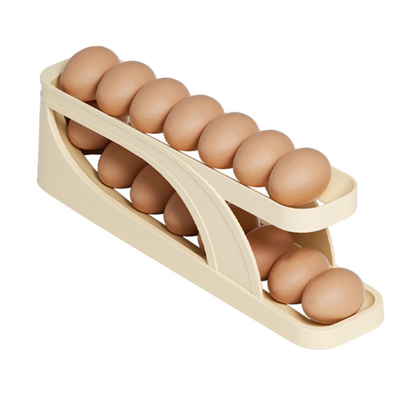 Rolling Egg Dispenser with Double Layer Saving Space Egg Storage Rack for Home Kitchen