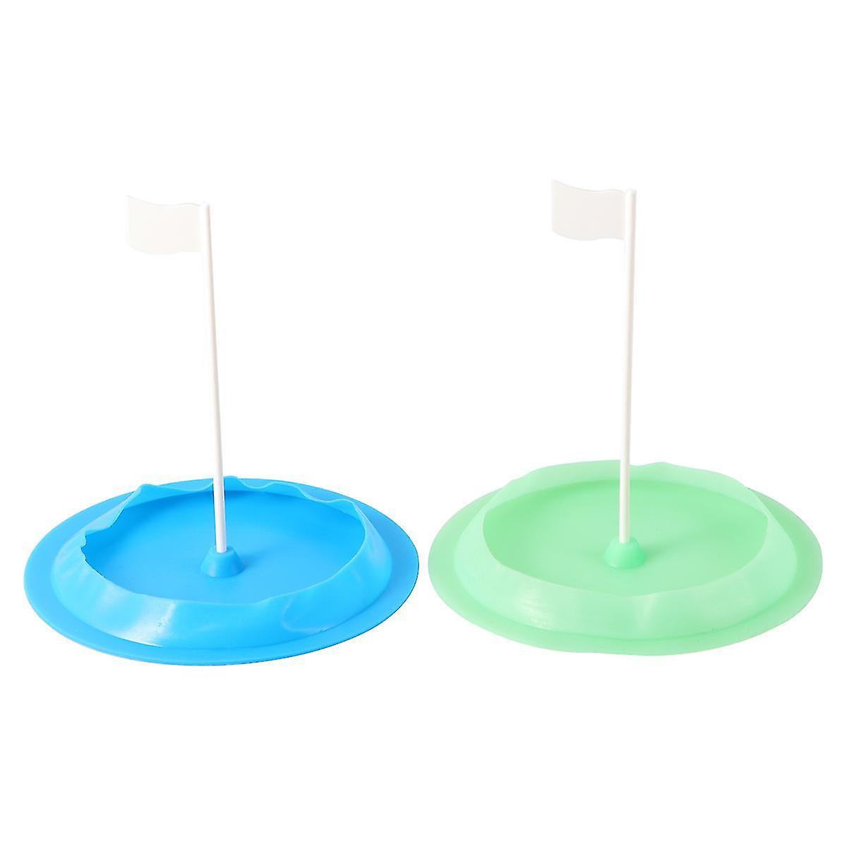 2pcs Putting Cup Putting Target Alignment Training Aid For Golfers Exercise Practice (1pc Blue, 1pc 