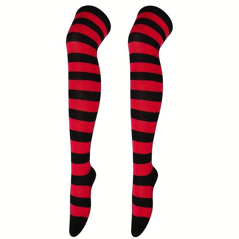 Striped Patterned Socks (Knee High) Red and Black