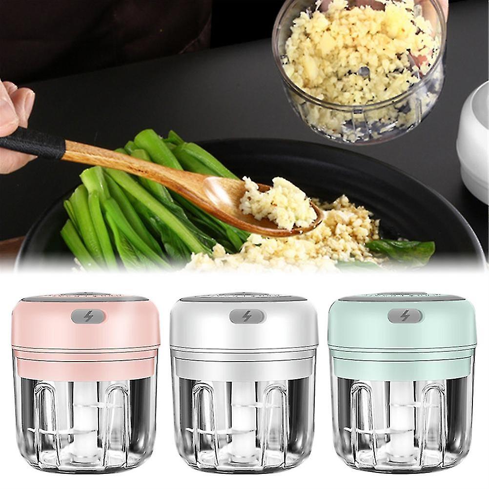 Wireless Garlic Chopper 100ml/250ml USB Mini Grinder, White/Pink/Green