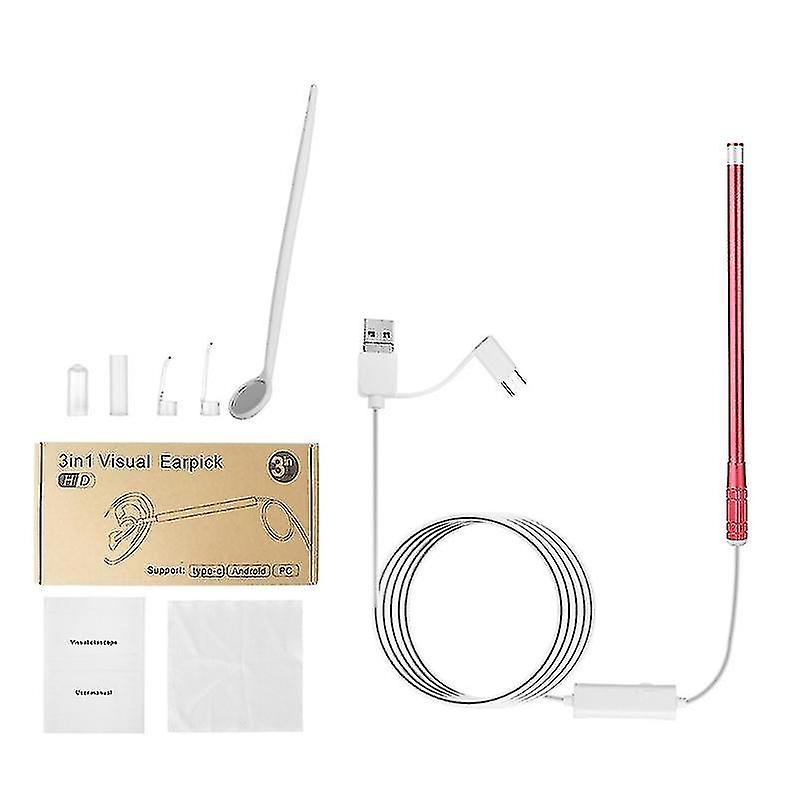 3 In 1 Ear Cleaning Endoscope Usb Visual Ear Spoon 5.5mm Mini Camera Earpick Otoscope 6 Led Lights No111