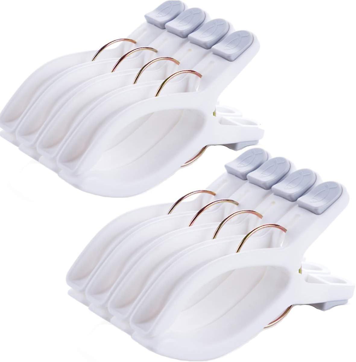8Pack Beach Towel Clips for Beach Chairs White Jumbo Size Towel Clamp