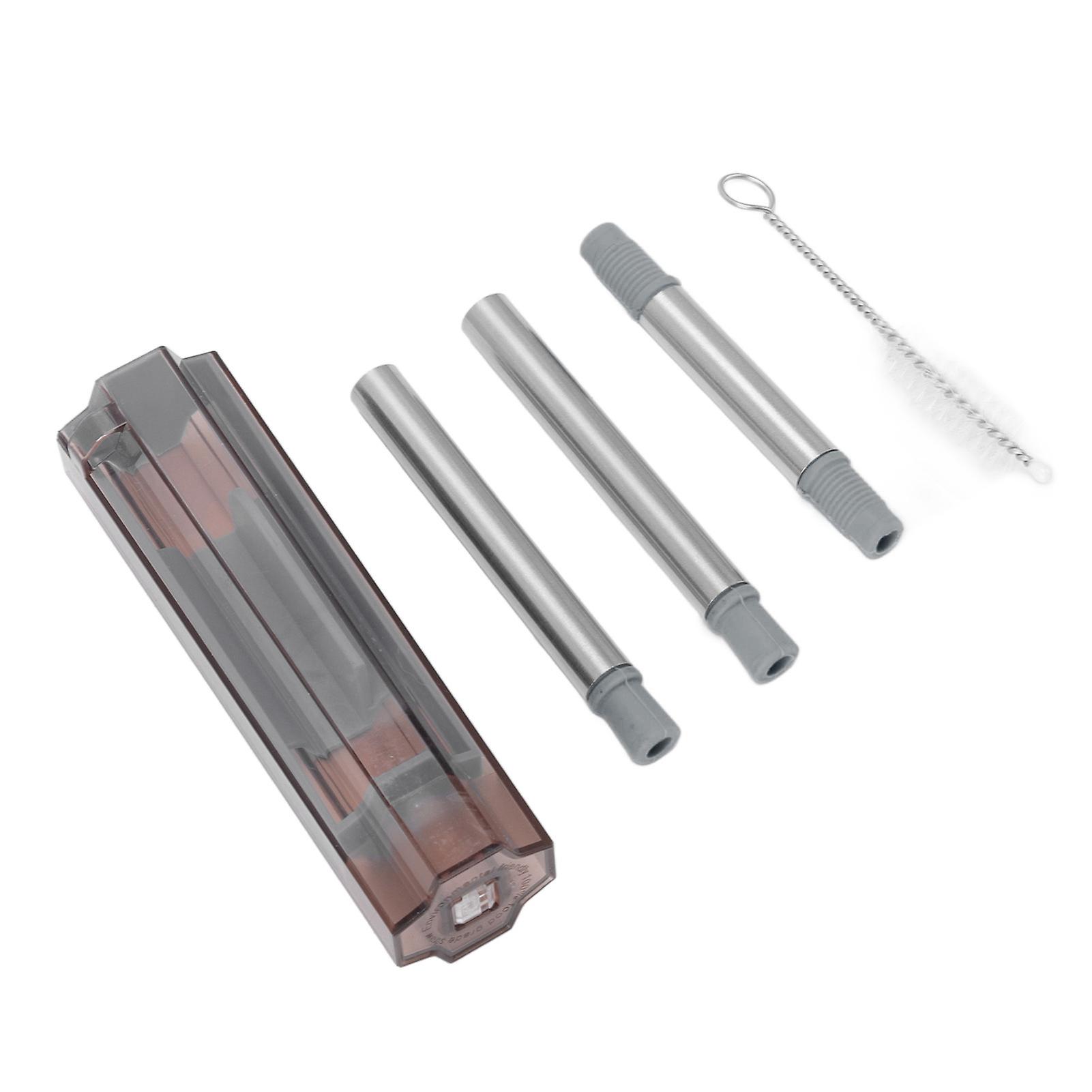 Collapsible straw, portable, cleaning brush