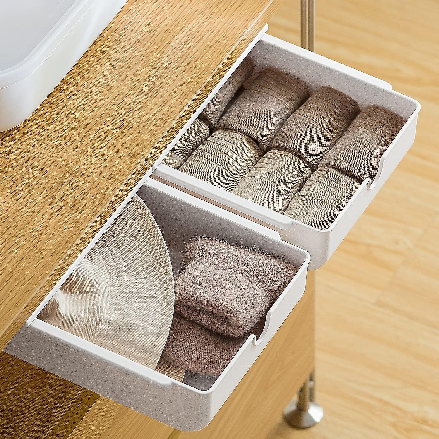 Invisible Under Table Storage Box, Self-Adhesive Under Table Storage Boxes