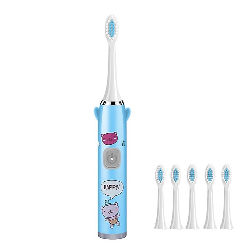 Children Electric Toothbrush Blue with 6 Heads