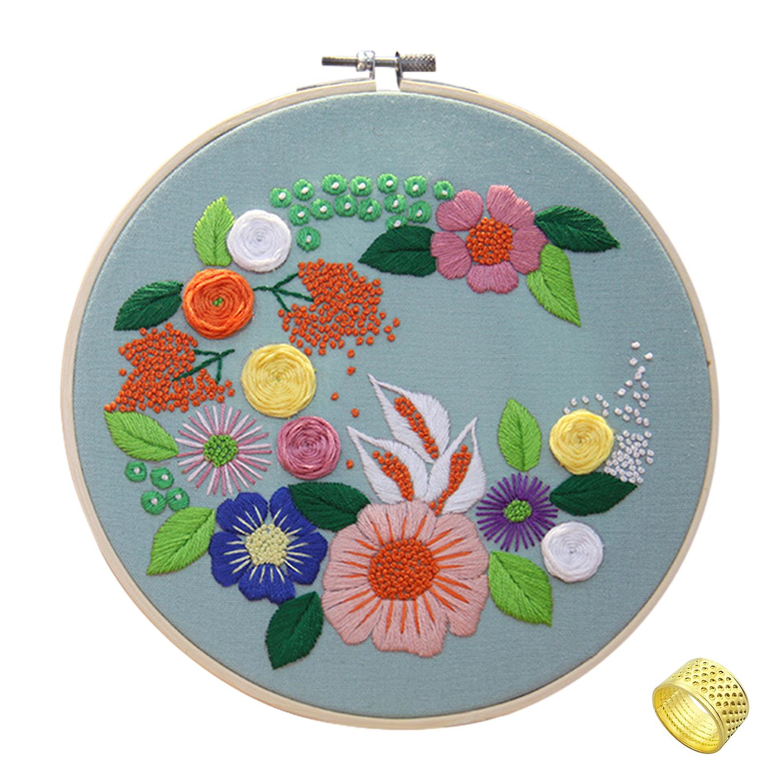 Hand Embroidery DIY Material Kit with Sewing Thimble Personalized Crafts Decoration Birthday Gift