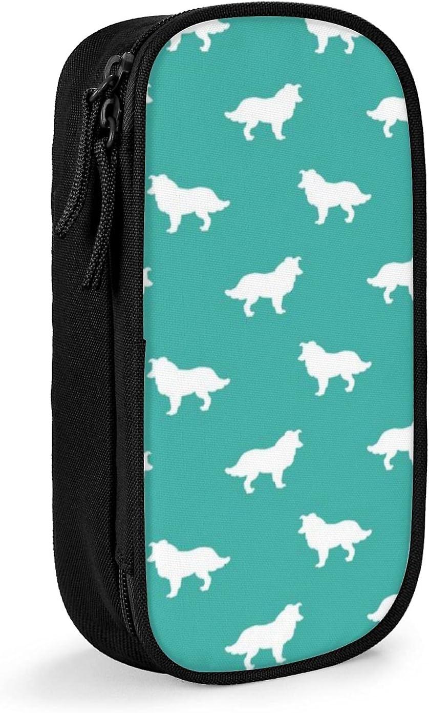 Border Collie Silhouette Turquoise PencilCase SAOE001328