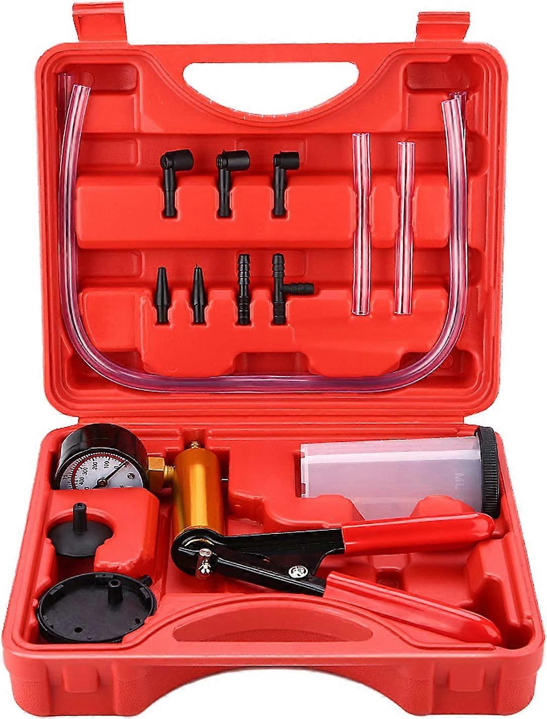 Manual Vacuum Pump, Brake Bleeder Tester Set, Hand Held Vacuum Pump Tester with Adapters, Brake Fluid Bleeder Tool for Motorcycle Automotive Vehicle D