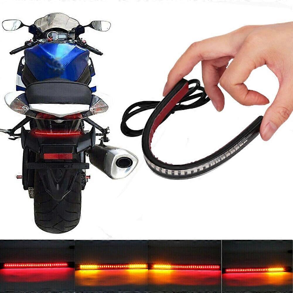 Flexible Bicycle Motorcycle 48LED Strip Brake Stop Turn Signals Bicycle Running Tail Light Warning Lights Indicators Motor Parts FN9U9098
