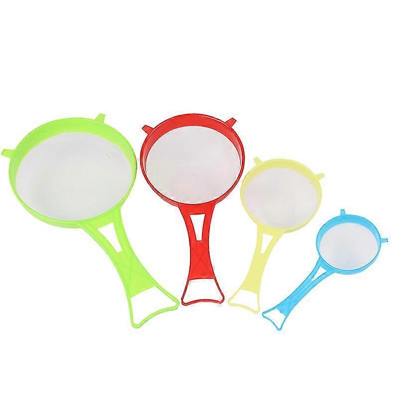 Plastic Sieves Multi Purpose Small Mesh Scoop Sieve Strainer Food Kitchen Easy To Use And Clean(4 Pcs, Multicolor)