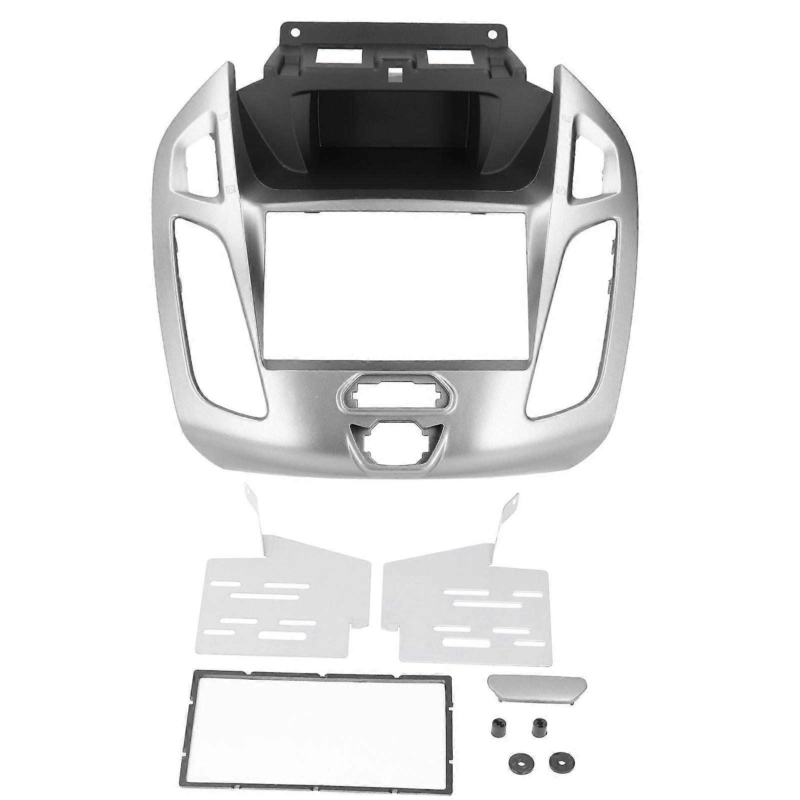 2DIN Audio CD DVD Frame Dashboard Adaptor Decoration Replacement for Transit Tourneo Connect 2013?2015Silver Gray