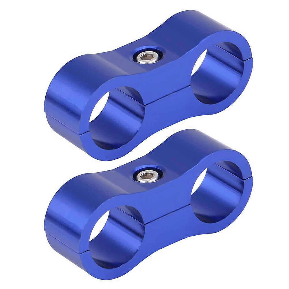 2Pcs AN6 Braided Hose Separator Clamp Fitting Adapter Bracket Universal Blue