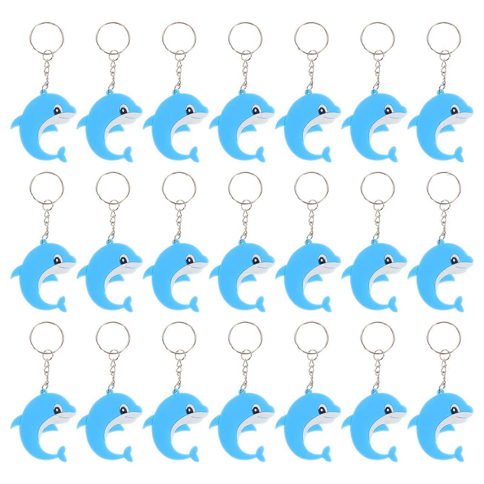 21Pcs Κινούμενα Σχέδια Dolphin Keychains διακοσμητικά μενταγιόν δελφίνι PVC τσάντα μενταγιόν
