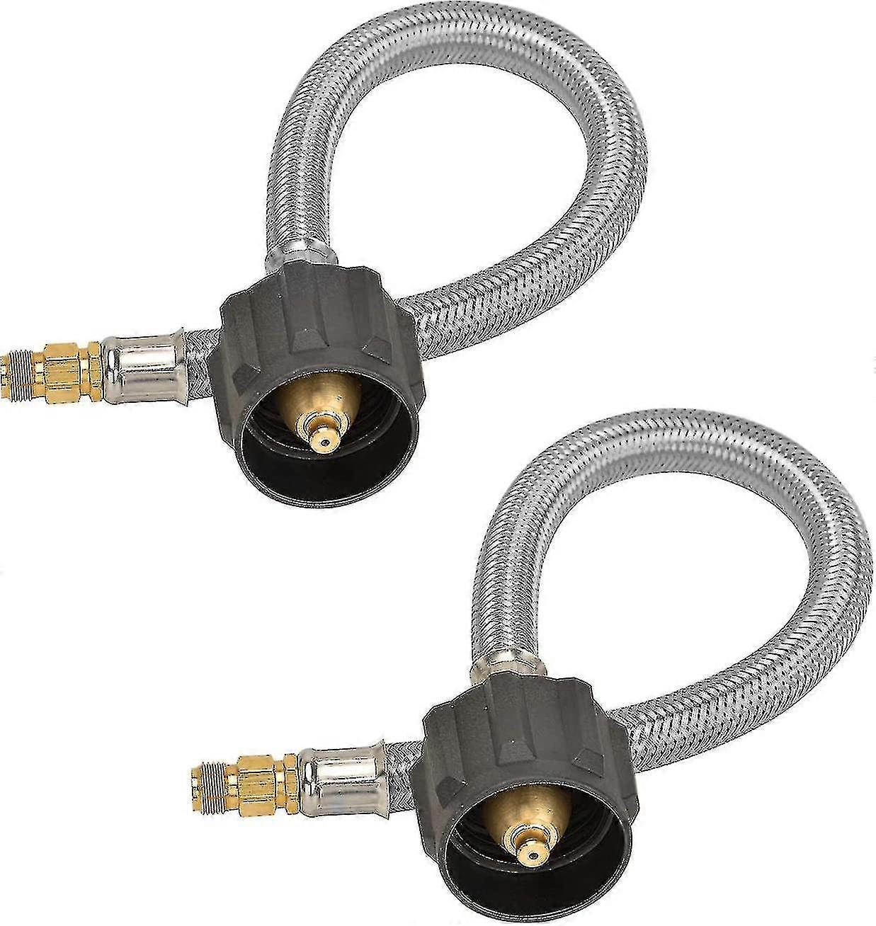 12 inch RV Propane Pigtail Hose, 2PCS Stainless Steel Braid Propane Pigtail Gas Line with 1/4" Inverted Male Flare for Changeover Two Stage Regulator