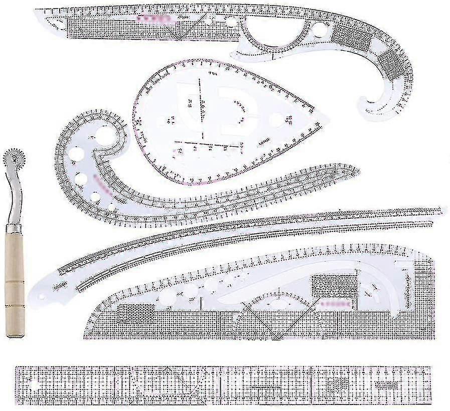 Cutting Ruler, Curve Ruler, Tracing Wheel, Patchwork Ruler Combination Diy Pattern Design Ruler, Curve Ruler, Suitable For Drawing