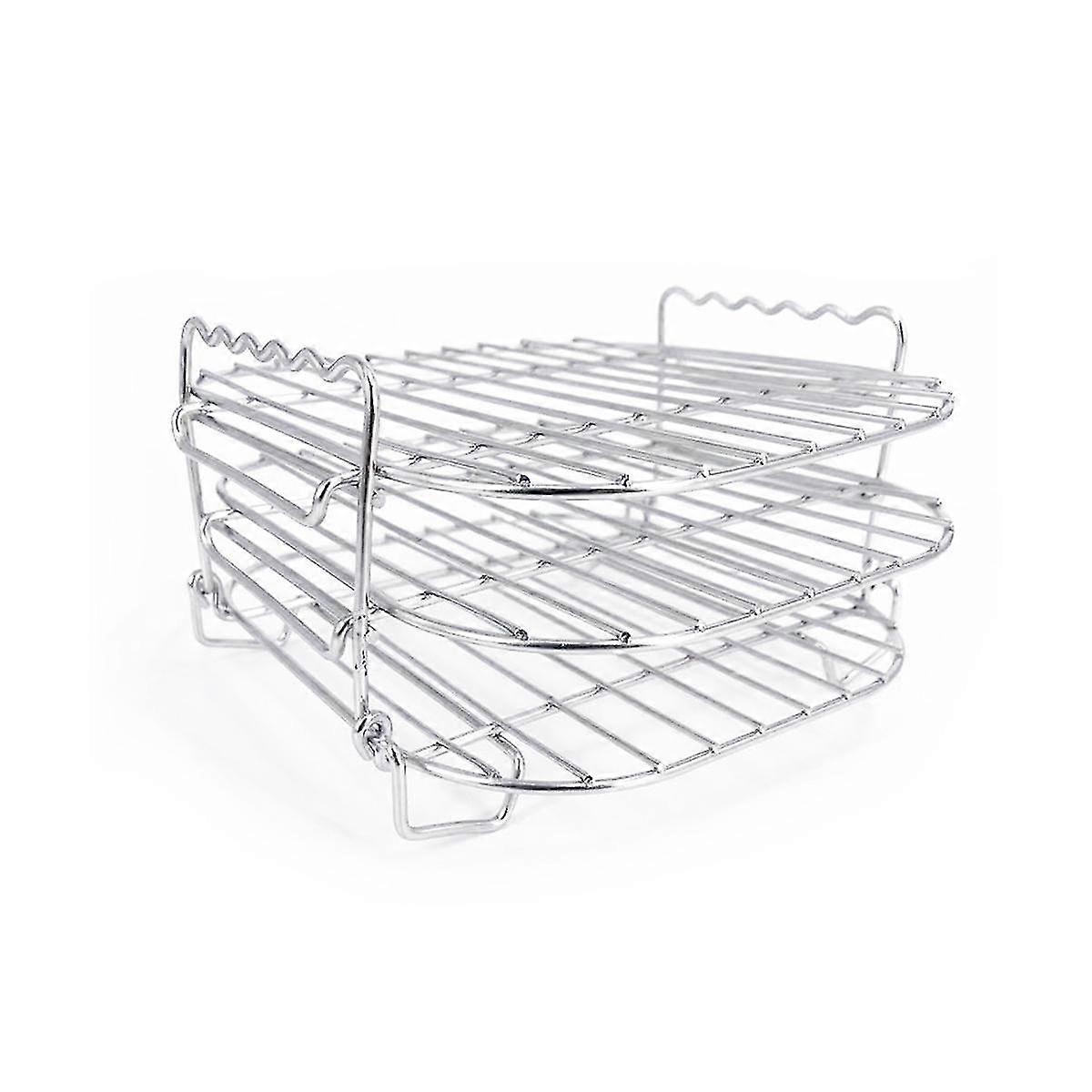 Airfryers de aço inoxidável rack de três camadas versátil grelha de torra quadrada com espetos assadeira