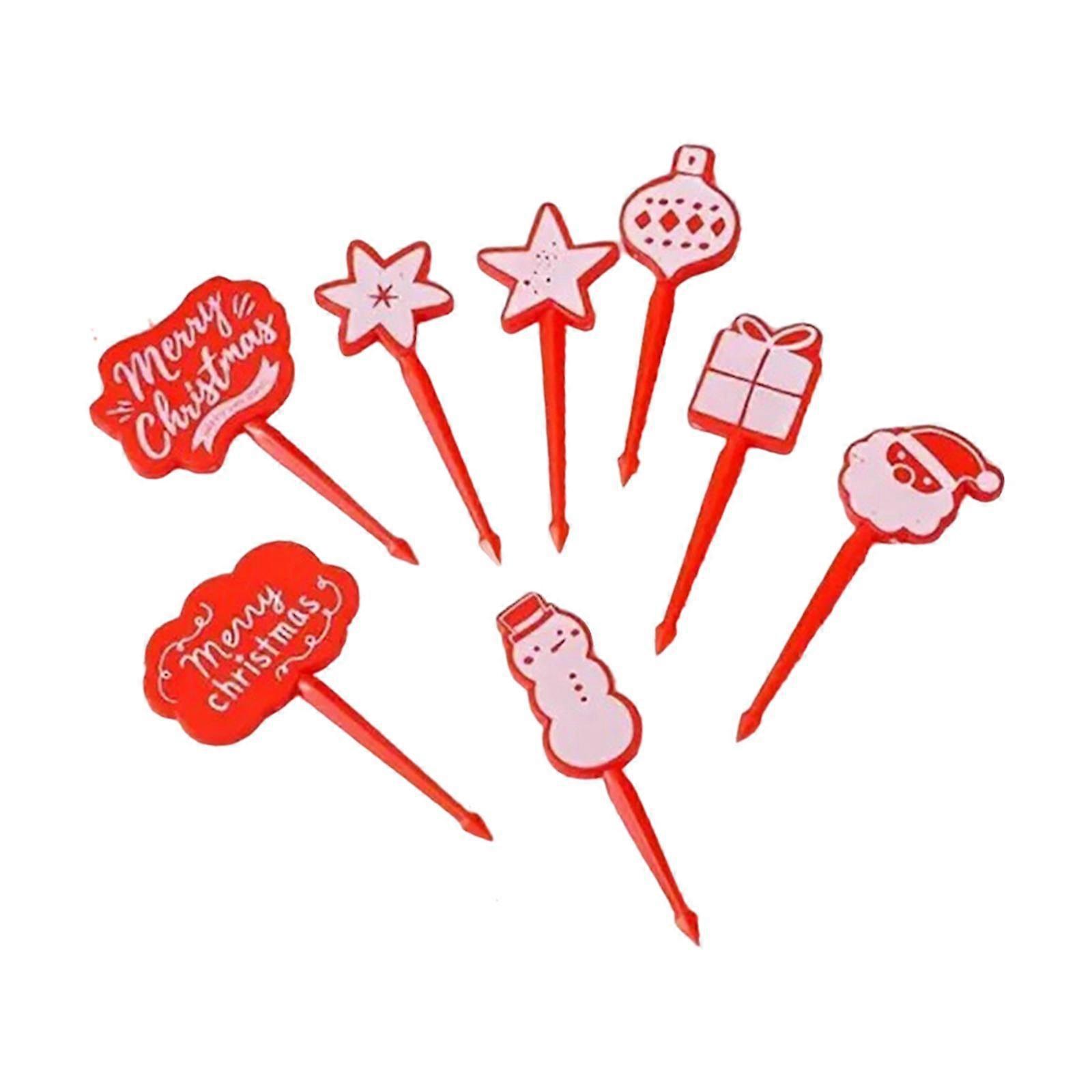 8x Noël nourriture choix ensemble mignon créatif gâteau fourchettes pour dessert gâteau au fromage rouge