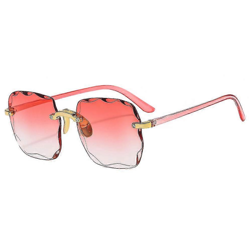 Grote Oversized Vierkante Rimeless Zonnebril Vrouwen Mode Flat Top Schaduw Vintage Nieuw