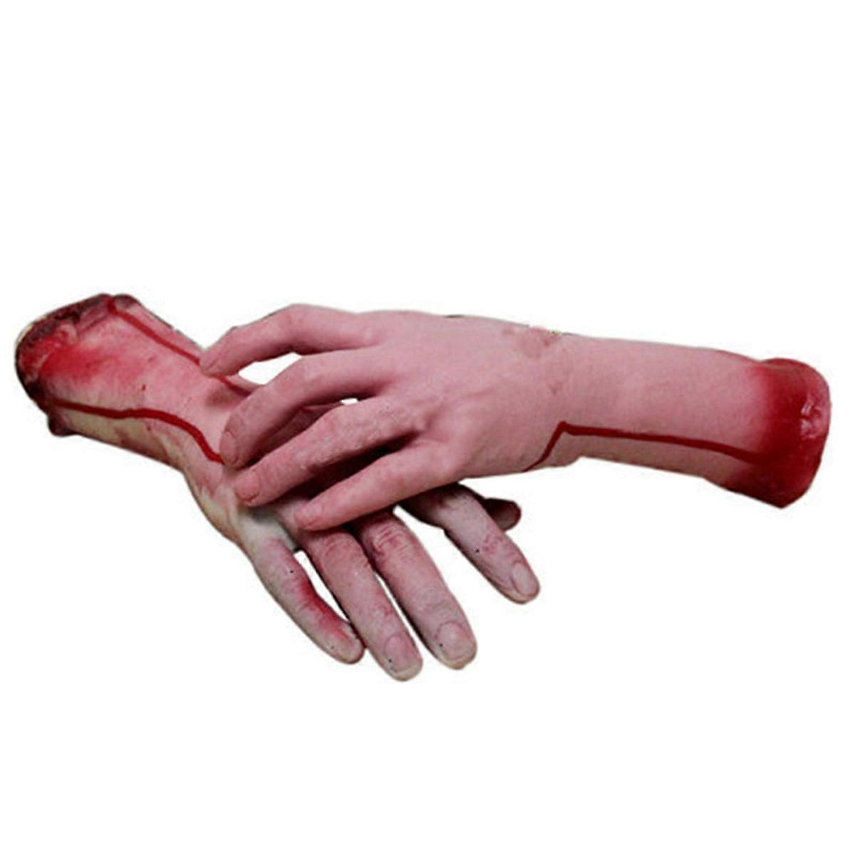 Pair Of Halloween Scary Creepy Props Realistic Bloody Chopped Off Broken Hands Broken Limbs Blood Body Part Prank Gifts Toys Haunted House Decorations