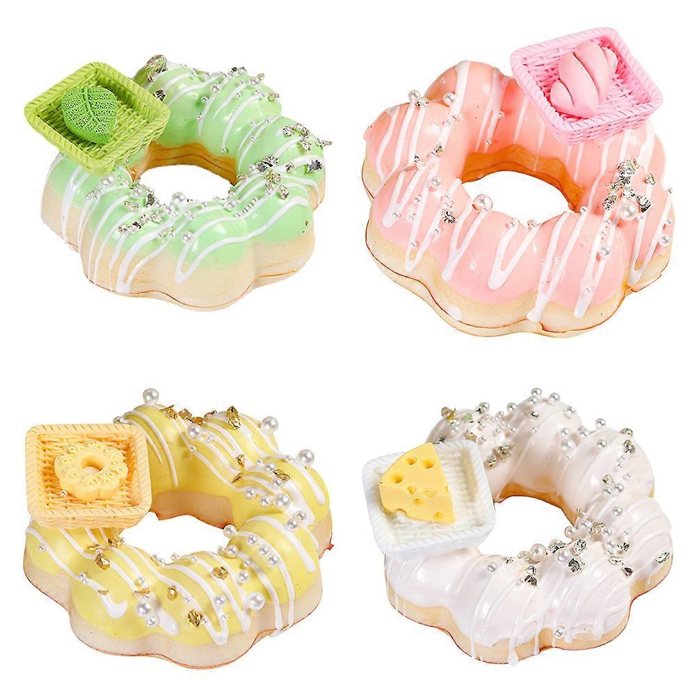 4Pcs Simulation Donuts Models Lifelike Fake Donuts Decorative Artificial Donuts Showcase Props