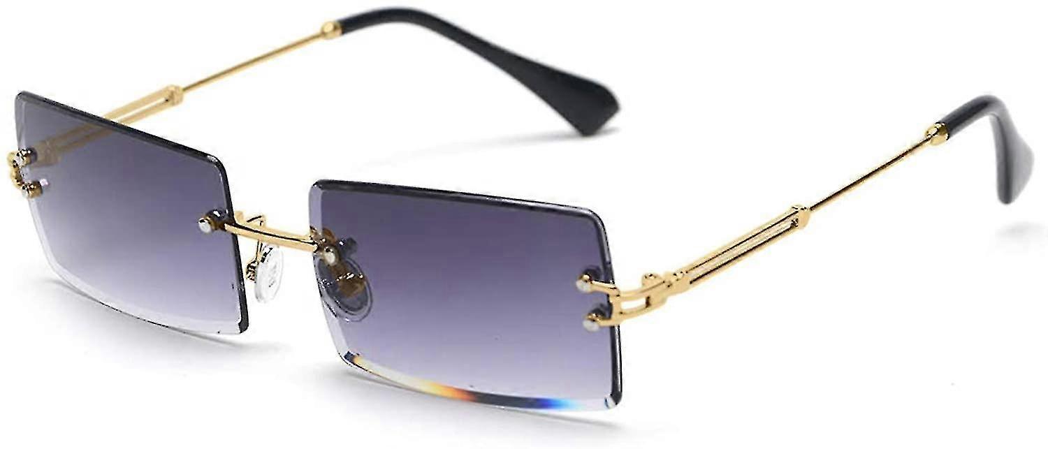 Ultralight Metal Frame Gradient Rimless Rectangle SunglassesGrey