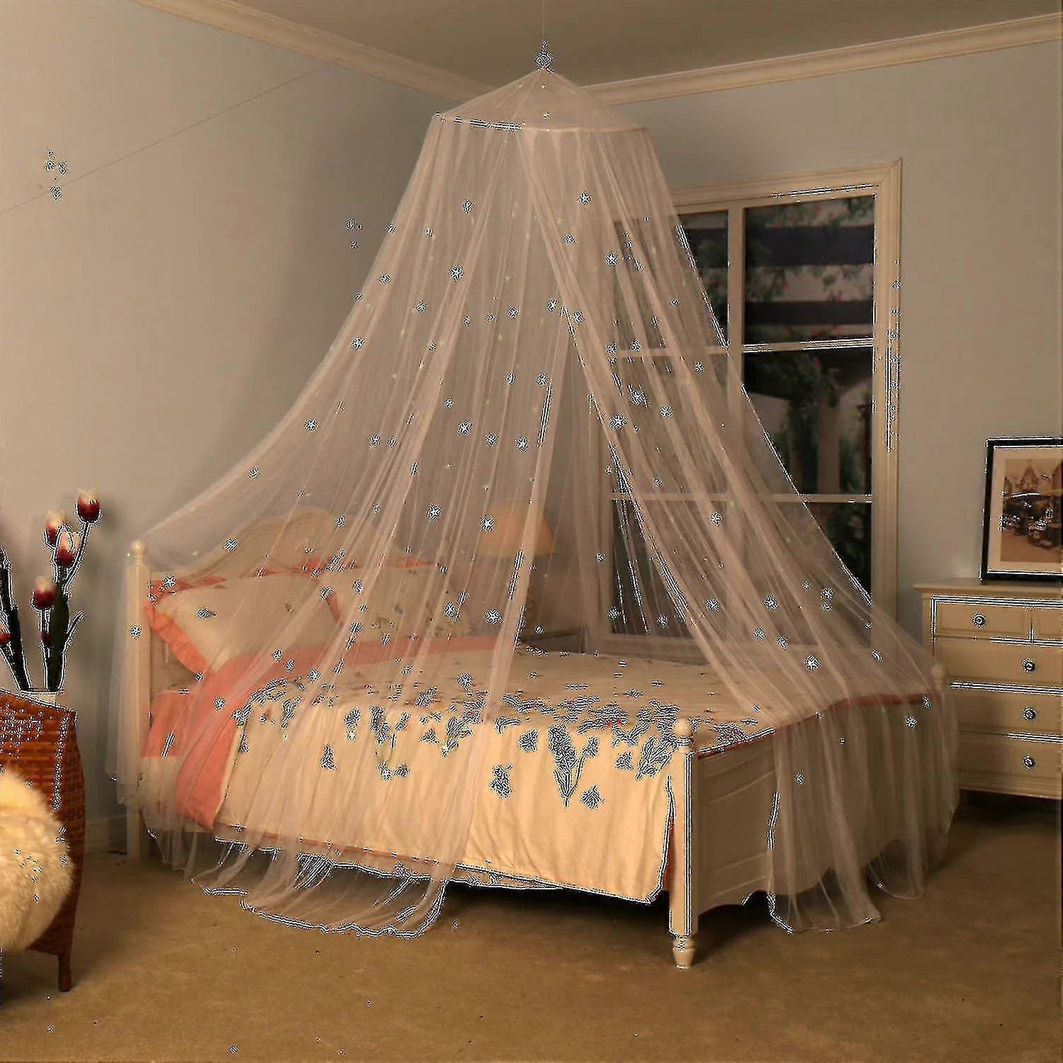 Princess White Mosquito Mesh Net For Bed Large Dome Hanging Bed Canopy Hs