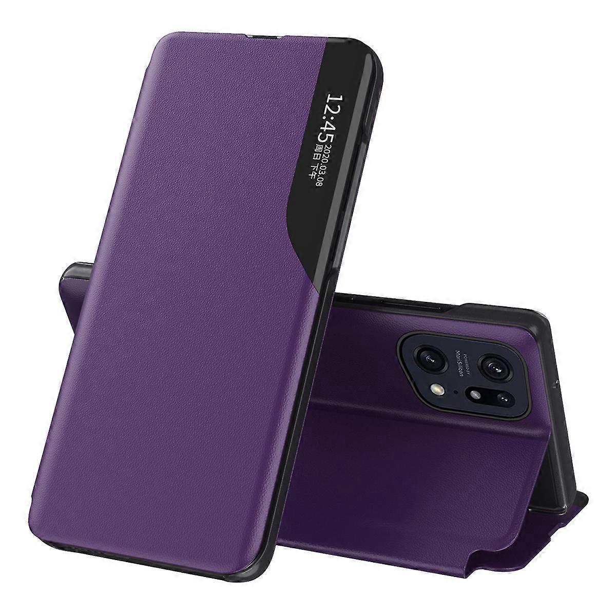 For Oppo Find X5 Pro View Window Stand Feature Business Phone Case PU Leather Magnetic Absorption Flip Cover