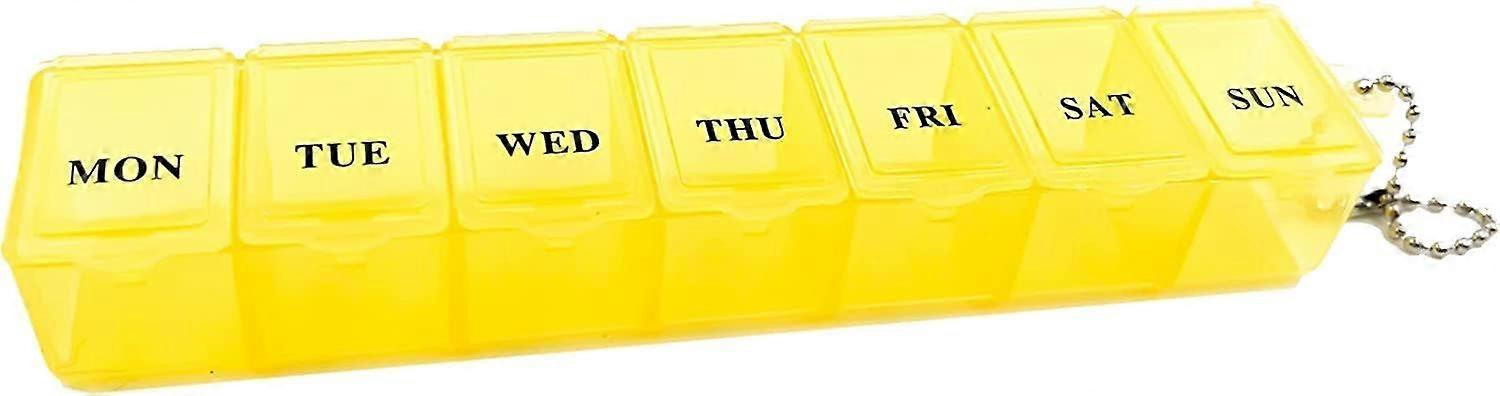 Yellow Pill Box Organiser, 7-Day 1 Times A Day Medicine Storage Case, Weekly Tablet Pills Container For Vitamins, Supplements Size 7