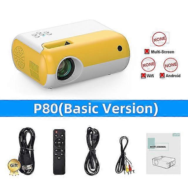 Mini Portable Outdoor Movie Projector, Led Mini Video Projector For Home Theater, Hdmi Compatible Mobile Projector Yellow - British Regulations-Yvan